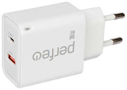 Зарядное устройство Perfeo USB-A + Type-C 30W White I4653