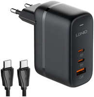Зарядное устройство Ldnio Q366 3xUSB 3.3-20V 65W + кабель PD Black LD_C3473