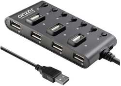 Хаб USB Ginzzu GR-487UB USB - USB 2.0 7 ports Black 14175