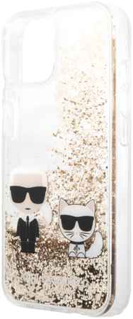 Чехол-накладка Karl Lagerfeld для iPhone 13 Liquid glitter Karl & Choupette Hard Золотой