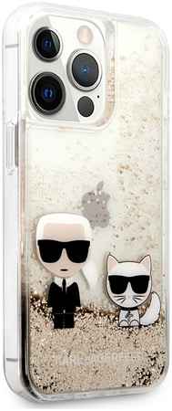 Чехол-накладка Karl Lagerfeld iPhone 13 Pro Max Liquid glitter Karl & Choupette Hard Золотой
