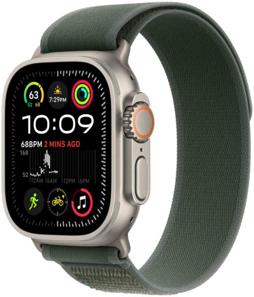 Часы Apple Watch Ultra 2 (2024) natural titanium +ремешок Trail Loop green/gray (M/L) 23368520