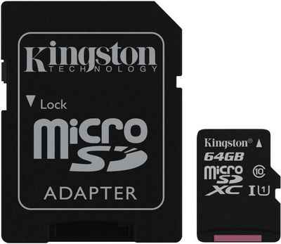 Карта памяти MicroSDXC Kingston 64GB Class10 UHS-I c адаптером SDCS/64GB Black