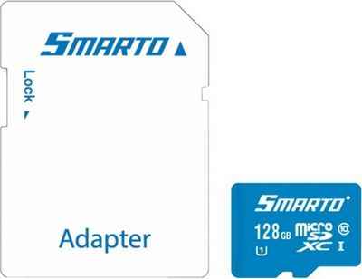 Карта памяти MicroSDHC Smarto 128GB Class10 c адаптером Blue
