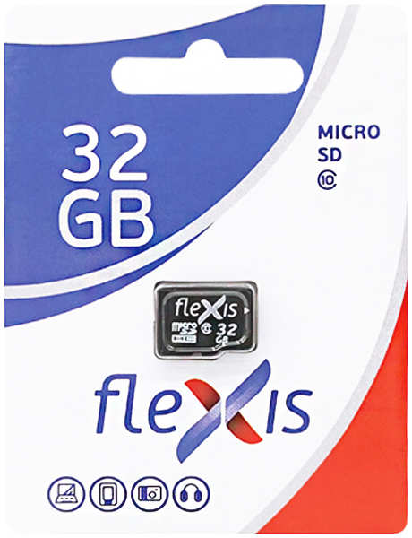 Карта памяти MicroSD FLEXIS 32GB Class10 без адаптера Black (FX32GMSDHC10) 23738830