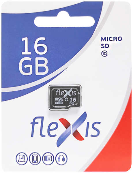 Карта памяти MicroSD FLEXIS 16GB Class10 без адаптера Black (FX16GMSDHC10) 23738834