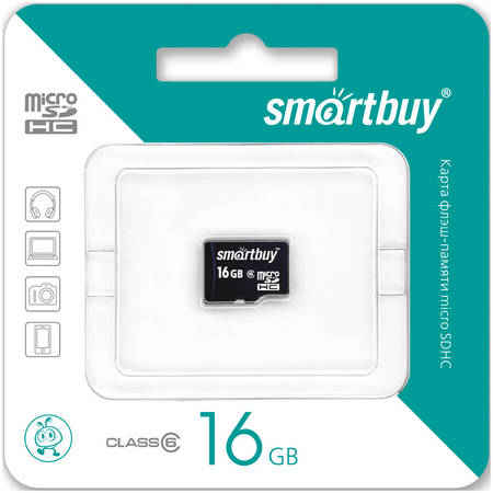 Карта памяти MicroSD Smartbuy 16GB Class 6 без адаптера Black