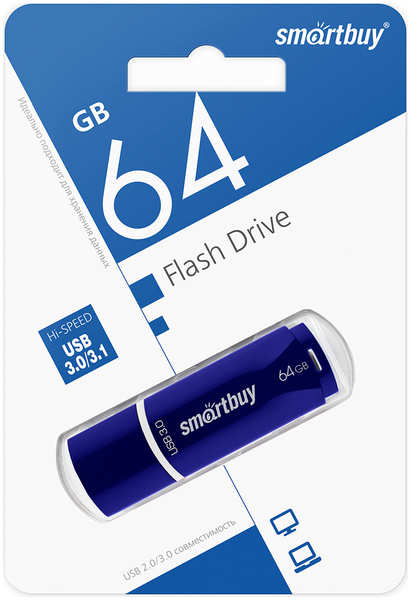 USB Flash Smartbuy 64Gb USB3.0 Crown Blue (SB64GBCRW-Bl) blue 23884134