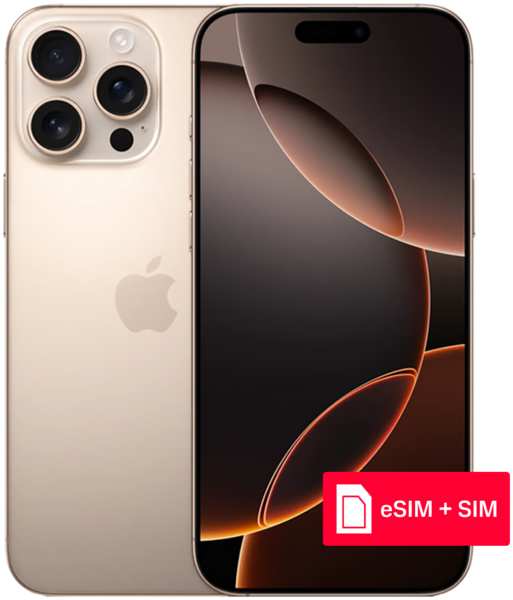 Смартфон Apple iPhone 16 Pro Max 1Tb eSIM + SIM Desert Titanium