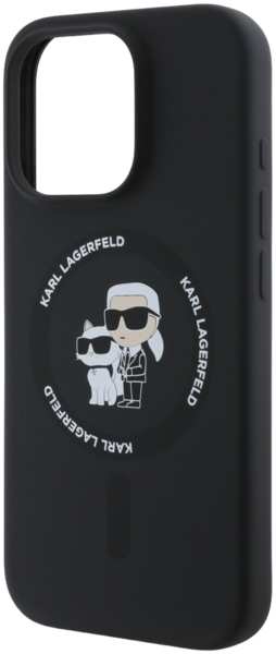 Чехол-накладка Karl Lagerfeld iPhone 16 Pro Max MAGSAFE LIQUID SILICONE CASE KARL AND CHOUPETTE HEADS INSIDE RING PRIN