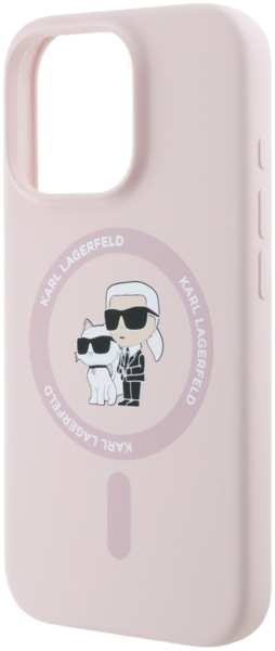 Чехол-накладка Karl Lagerfeld iPhone 16 Pro Max MAGSAFE LIQUID SILICONE CASE KARL AND CHOUPETTE HEADS INSIDE RING PRIN Розовый 23938393