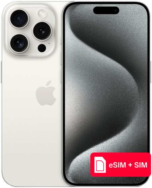 Смартфон Apple iPhone 15 Pro 256Gb eSIM + SIM Белый титан 23945410
