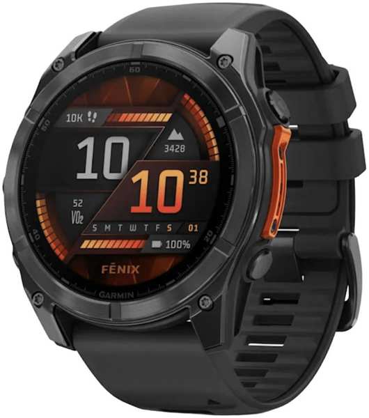 Часы Garmin Fenix 8 Amoled 51мм серые с черным ремешком