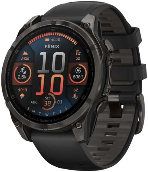 Часы Garmin Fenix 8 Amoled Sapphire DLC 47мм Черные с силиконовым ремешком 23953810