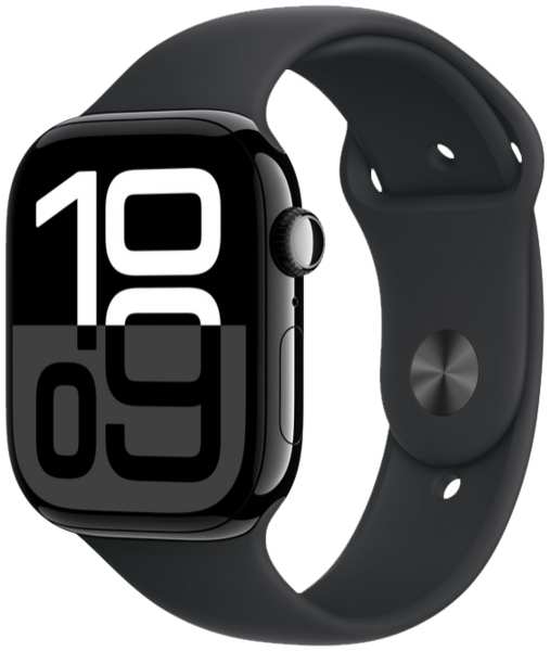 Часы Apple Watch Series 10 GPS 46мм корпус из алюминия Jet Black+ремешок Sport Band Black (M/L) 23954734