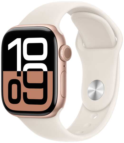 Часы Apple Watch Series 10 GPS 42мм корпус из алюминия Rose Gold+ремешок Sport Band Starlight 23954792