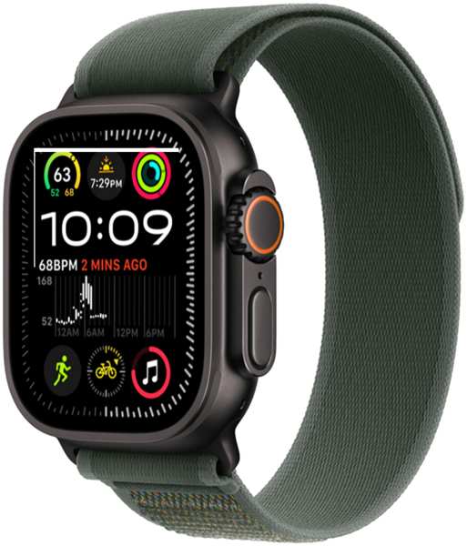 Часы Apple Watch Ultra 2 (2024) Black Titanium +ремешок Trail Loop green 23958490