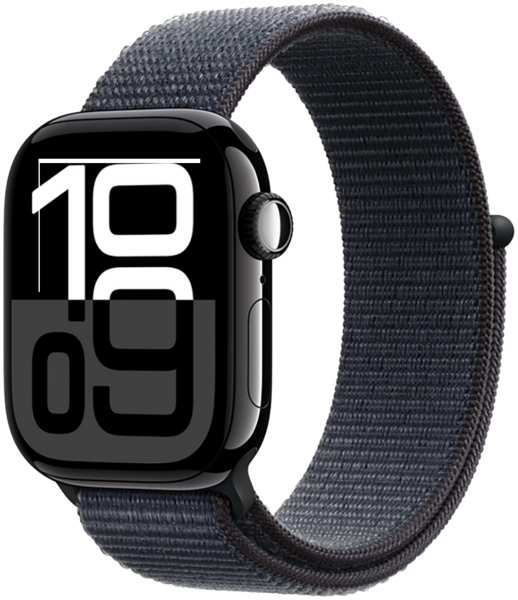 Часы Apple Watch Series 10 GPS 46мм корпус из алюминия Jet black+ремешок Sport Loop ink 23958606