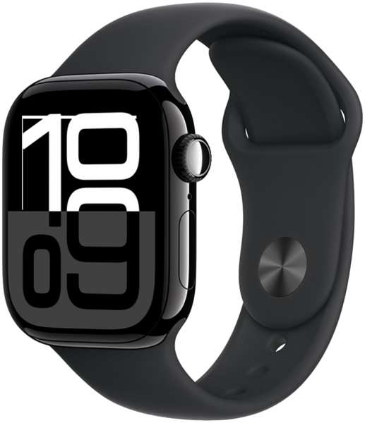 Часы Apple Watch Series 10 GPS 46мм корпус из алюминия Jet black+ремешок Sport Band black (S/M) 23958614