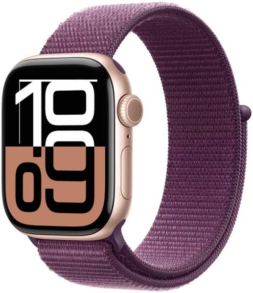 Часы Apple Watch Series 10 GPS 46мм корпус из алюминия Rose gold+ремешок Sport Loop plum 23958622