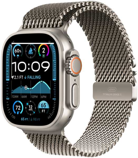 Часы Apple Watch Ultra 2 (2024) Natural Titanium +ремешок Titanium Milanese Loop natural (M)