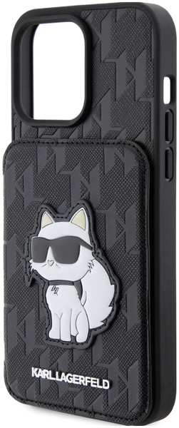 Чехол-накладка Karl Lagerfeld для iPhone 15 Pro Max Pu Saffiano Case with Cardslots and Stand Monogram (KLHCP15XSAKCNSCK)