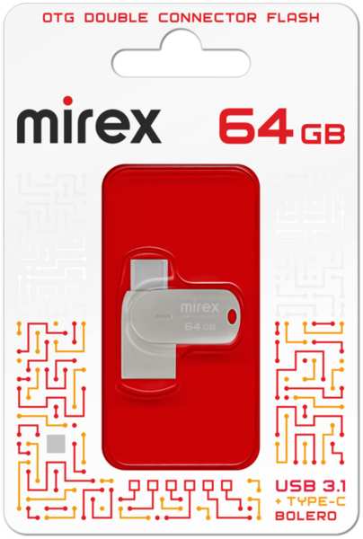 USB Flash Mirex Bolero 64GB Type-C-USB A Серый 23993933