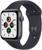 Часы Apple Watch SE GPS 44мм корпус из алюминия серый космос + ремешок черный (MKQ63RU / A) (MKQ63RU/A)