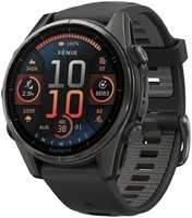 Часы Garmin Fenix 8 Amoled Sapphire DLC 43мм Черные с силиконовым ремешком