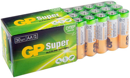 Батарейка GP Super Alkaline 15A LR6 AA (30шт) Батарейка GP Super Alkaline 15A LR6 AA (30шт)