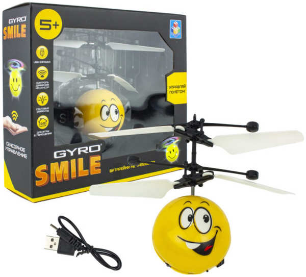 Вертолет 1 Toy на сенсорном управлении Gyro-Smile, со светом, акб, коробка Т16683 на сенсорном управлении Gyro-Smile со светом акб коробка Т16683 27028263