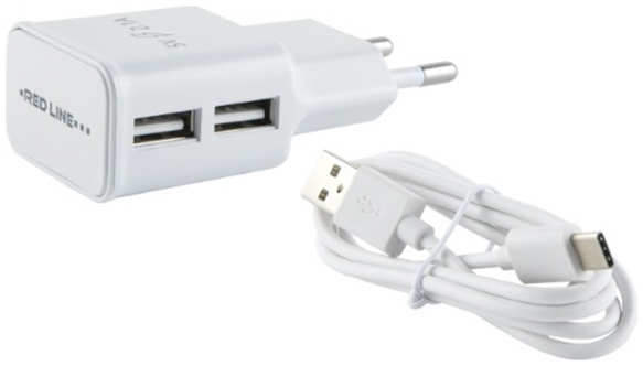 СЗУ Red Line 2 USB (модель NT-2A), 2.1A и кабель Type-C, белый 2 USB (модель NT-2A) 2.1A и кабель Type-C белый 27037198