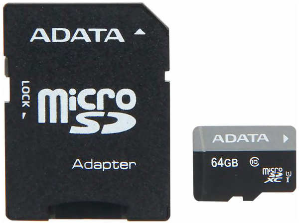 Карта памяти A-DATA microSDXC Class 10 64 GB + SD adapter (AUSDX 64 GUICL 10-RA1) 27225208