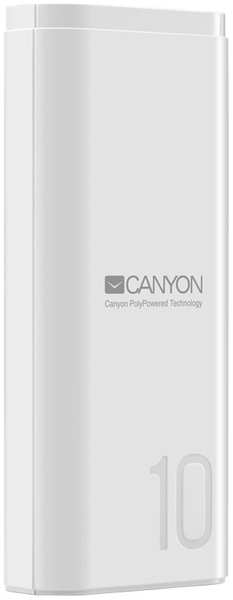 Внешний аккумулятор Canyon PB-103 с дополнительным Type-C входом 10000 мАч IN 5V / 2A Micro USB/Type-C) OUT 5V-21A USB) Smart IC белый 27310418