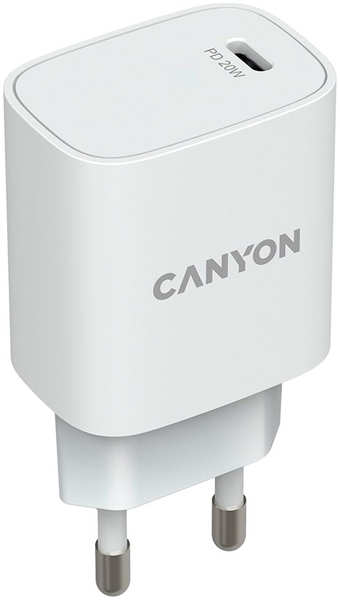 Сетевой адаптер для быстрой зарядки Canyon H-20-02 Type-C 20W Power Delivery белый 27310457