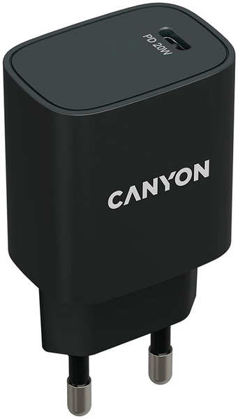 Сетевой адаптер для быстрой зарядки Canyon H-20-02 Type-C 20W Power Delivery черный 27310847