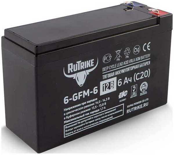 Тяговый аккумулятор Rutrike 6-GFM-6 12V6A/H C20 27335247