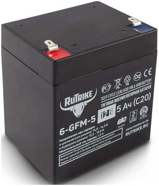 Тяговый аккумулятор Rutrike 6-GFM-5 12V5A/H C20 27335709