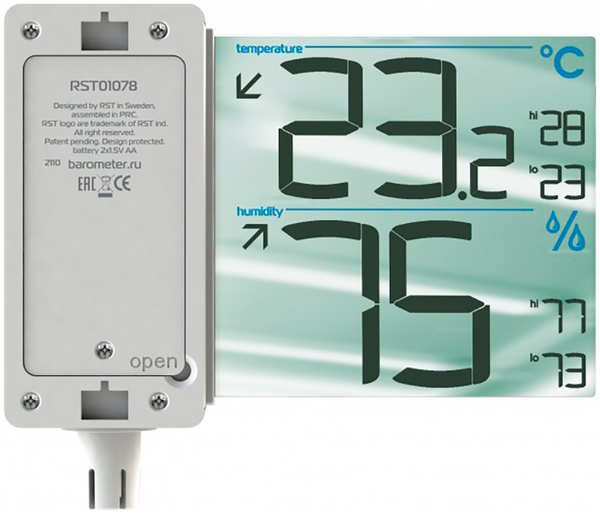 Термометр-гигрометр с дисплеем RST RST01078 белый/прозрачный 27337681