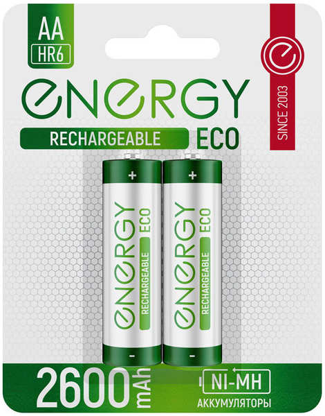 Аккумулятор Energy Eco NIMH-2600-HR6/2B АА 2шт 104989 27338405