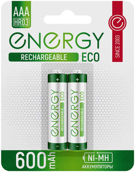 Аккумулятор Energy Eco NIMH-600-HR03/2B АAА 2шт 104986 27338408