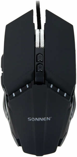 Мышь проводная игровая Sonnen Z5, металл/пластик, 8 кнопок, 800-3200 dpi, LED-подсветка, черная, 513521 Z5 металл/пластик 8 кнопок 800-3200 dpi LED-подсветка черная 513521