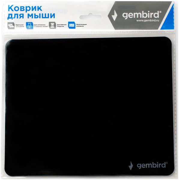 Коврик для мыши Gembird MP-BASIC, чёрный, размеры 220*180*0,5 мм, ультратонкий MP-BASIC чёрный размеры 220*180*0 5 мм ультратонкий 27392189