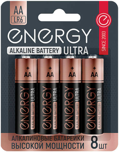 Батарейки алкалиновые Energy Ultra LR6/8B (АА), 8 шт. Ultra LR6/8B (АА) 8 шт. 27393785