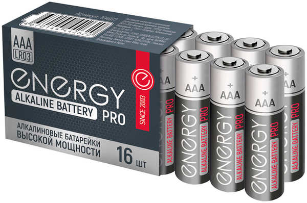 Батарейки алкалиновые Energy Pro LR03/16S (ААА), 16 шт. Pro LR03/16S (ААА) 16 шт. 27393787