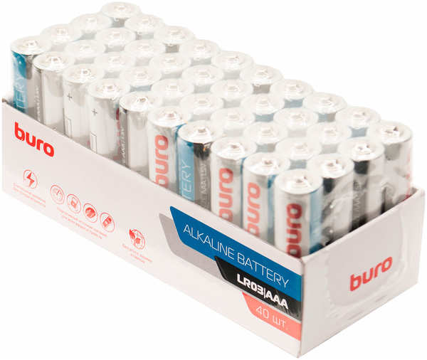 Батарейки Buro Alkaline LR03 AAA, 40 штук, коробка Alkaline LR03 AAA 40 штук коробка 27535248