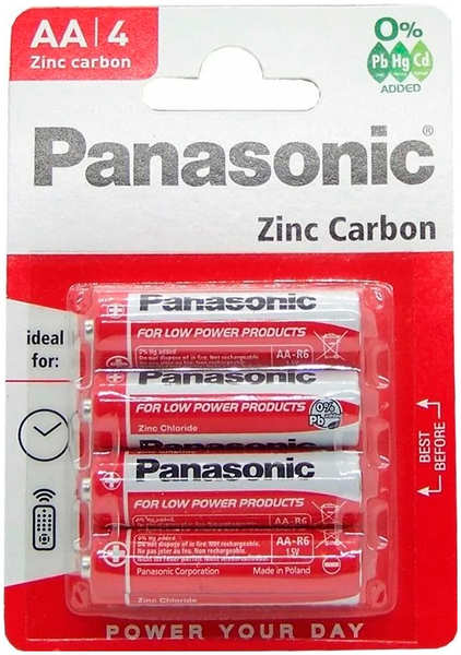Батарейки Panasonic R6 Zinc Carbon BL4 4шт 27542018