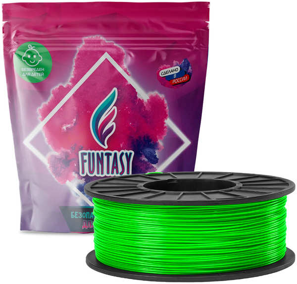 Пластик в катушке светящийся Funtasy PLA LUMI, 1.75 мм, 1 кг, зеленый PLA LUMI 1.75 мм 1 кг зеленый 27550337