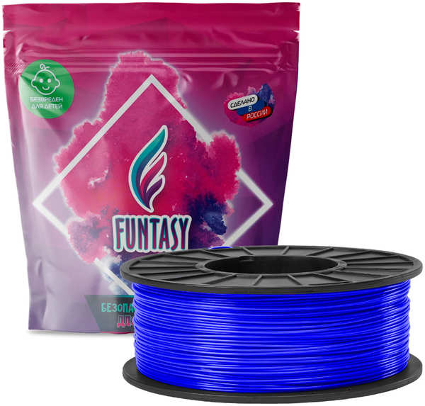 Пластик в катушке светящийся Funtasy PLA LUMI, 1.75 мм, 1 кг, синий PLA LUMI 1.75 мм 1 кг синий 27550355