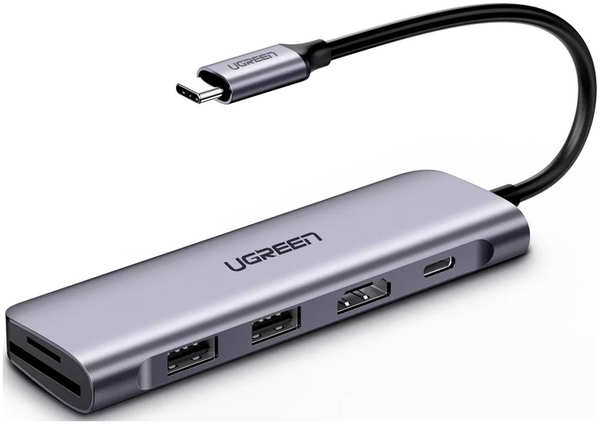 USB-концентратор 6 в 1 (хаб) Ugreen HDMI, 2 x USB 3.0, SD/TF, PD (70411) HDMI 2 x USB 3.0 SD/TF PD (70411)